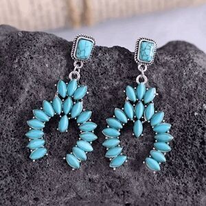 Silver Turquoise Southwestern Tribal Dangle Earrings